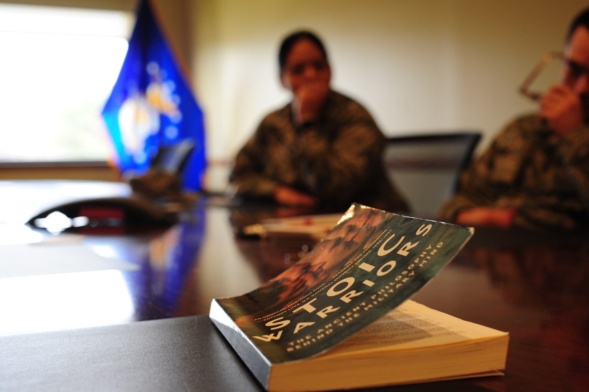 Members of the 514th Air Mobility Wing attend a literary review of Stoic Warriors, April 7, 2018 at Joint Base McGuire-Dix-Lakehurst. During the meetings, attendees discussed ideas and concepts from the book as is pertained to their role as military member. (U.S. Air Force photo by Senior Airman Jonathan Lane)