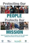 The 2018 Sexual Assault Awareness and Prevention Month theme is Protecting Our People Protects Our Mission. Every member of defense organizations can encourage behaviors that foster a climate of dignity and respect, and in doing so, help ensure our readiness to complete the mission. (Graphic by the Defense Equal Opportunity Management Institute)