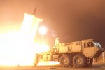 A Terminal High Altitude Area Defense (THAAD) interceptor is launched from the Pacific Spaceport Complex Alaska in Kodiak, Alaska, during Flight Experiment THAAD (FET)-01 on July 30, 2017 (EDT). During the test, the THAAD weapon system successfully intercepted an air-launched, medium-range ballistic missile (MRBM) target.