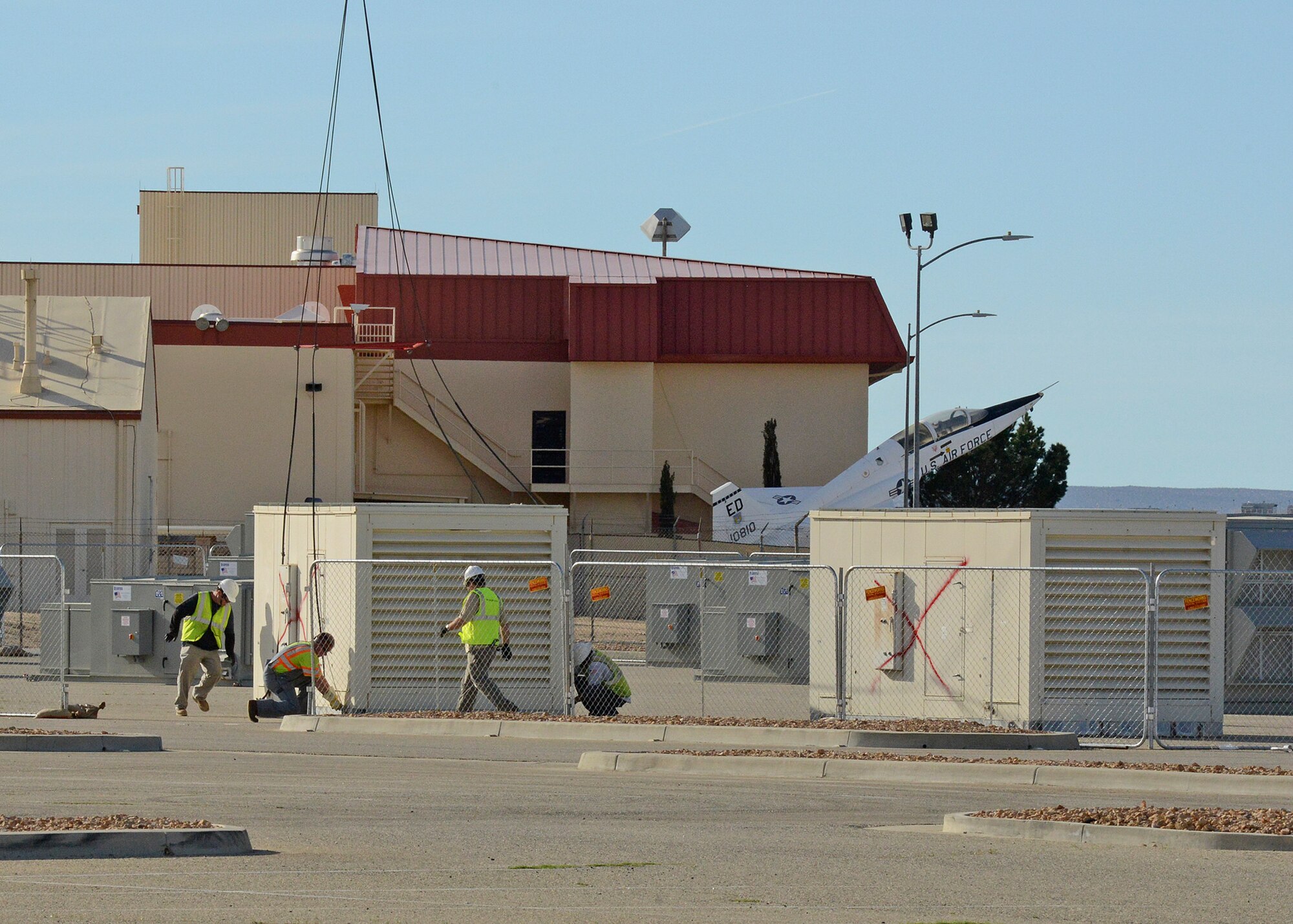 Siller Helicopters, Inc. flew in an S-61V Sikorsky to replace 22 evaporative coolers on the 412th Maintenance Group’s headquarters building. Seven of the coolers also had heaters as part of the unit.