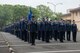 Airmen from the 374th Medical Group move to ensure they are in the proper formation prior to an open-ranks inspection at Yokota Air Base, Japan, April 19, 2018.