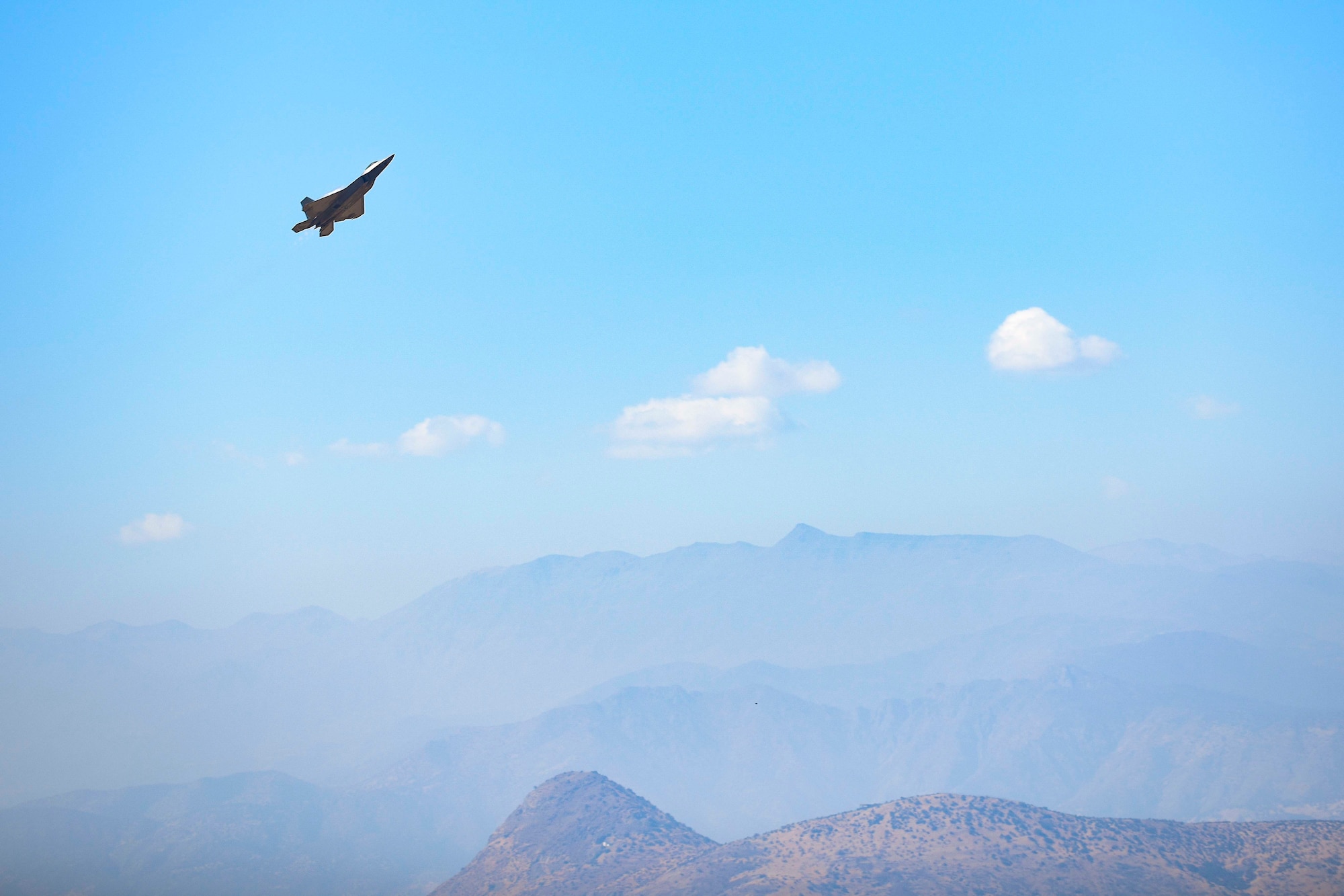 U.S. Air Force members from the F-22 Raptor Demonstration Team, based out of Joint Base Langley-Eustis, Virginia, performed at Feria Internacional del Aire y del Espacio air and trade show in Santiago, Chile April 2-7, 2018.