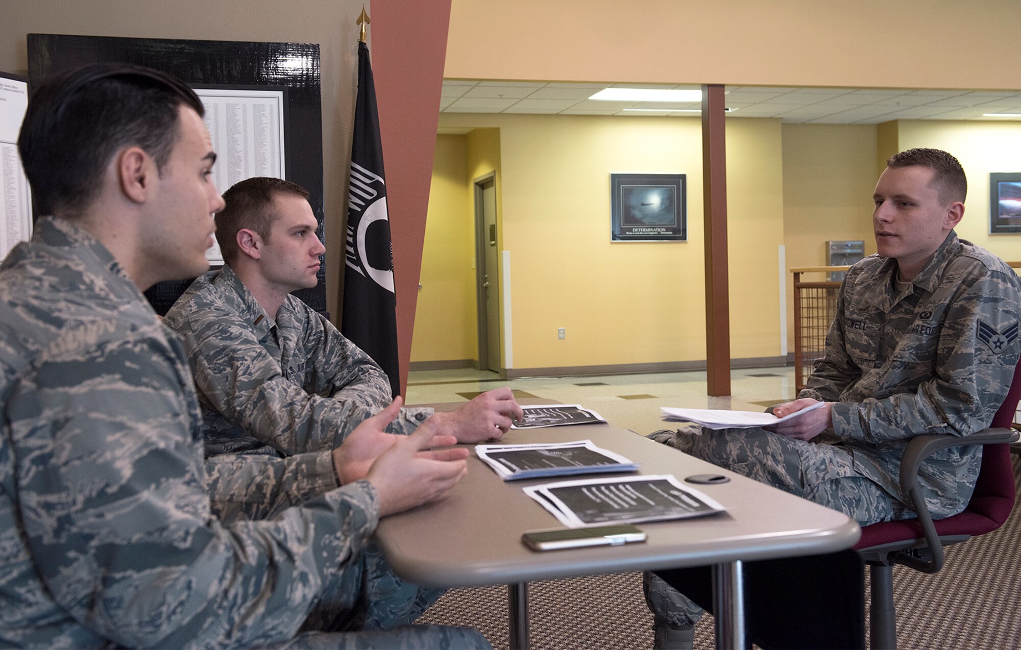 Whiteman Air Force Base, Mo., hosted an enlisted commissioning fair at Whiteman AFB, April 11, 2018. Airmen from different career fields around Whiteman attended the enlisted commissioning fair to learn about different commissioning options like OTS, the Air Force Academy, medical commissioning programs and more.