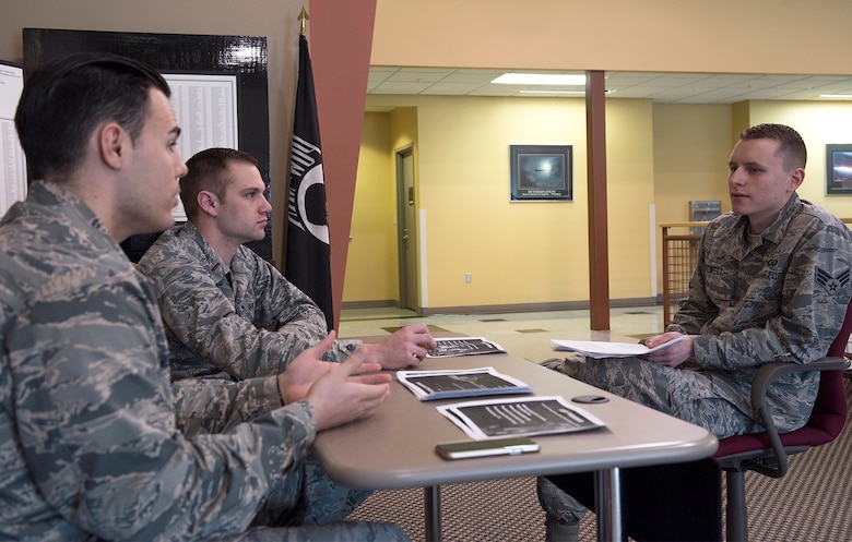Whiteman Air Force Base, Mo., hosted an enlisted commissioning fair at Whiteman AFB, April 11, 2018. Airmen from different career fields around Whiteman attended the enlisted commissioning fair to learn about different commissioning options like OTS, the Air Force Academy, medical commissioning programs and more.