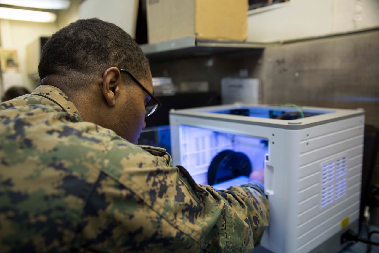 Marine uses 3-D printer.