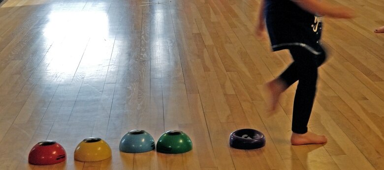 An Exceptional Family Member Program participant plays during a Tippy Toes Creative Movement class at the Eagle Mount Activity Center April 4, 2018. The EFM Program offers EFMP families the opportunity to partake in various activities/camps throughout the year. (Courtesy photo)