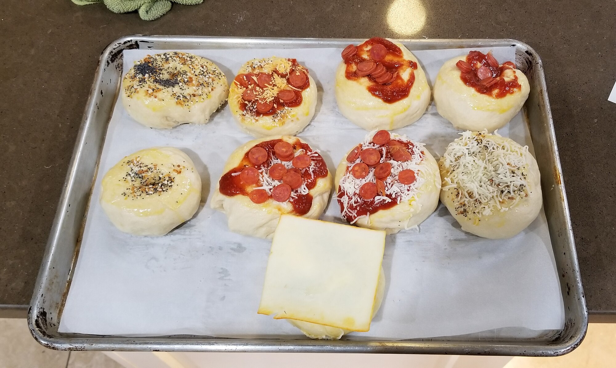 Appetizer pizzas created by Exceptional Family Member Program participants wait to go into the oven at a Fun Food For Families class Feb. 20, 2018. The EFM Program offers EFMP families the opportunity to partake in various activities/camps throughout the year. (Courtesy photo)