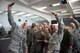 U.S. Air Force Lieutenant General L. Scott Rice, director of the Air National Guard, and U.S. Air Chief Master Sgt Ronald C. Anderson, command chief master sergeant for the ANG, take a selfie with the Airmen of the 180th Fighter Wing, Ohio National Guard during their base visit April 11, 2018. The Airmen assigned to the 180FW provide protection of the American homeland, effective combat power and defense support to civil authorities, while supporting their families and serving in the community. (U.S. Air National Guard photo by Staff Sgt. Shane Hughes)
