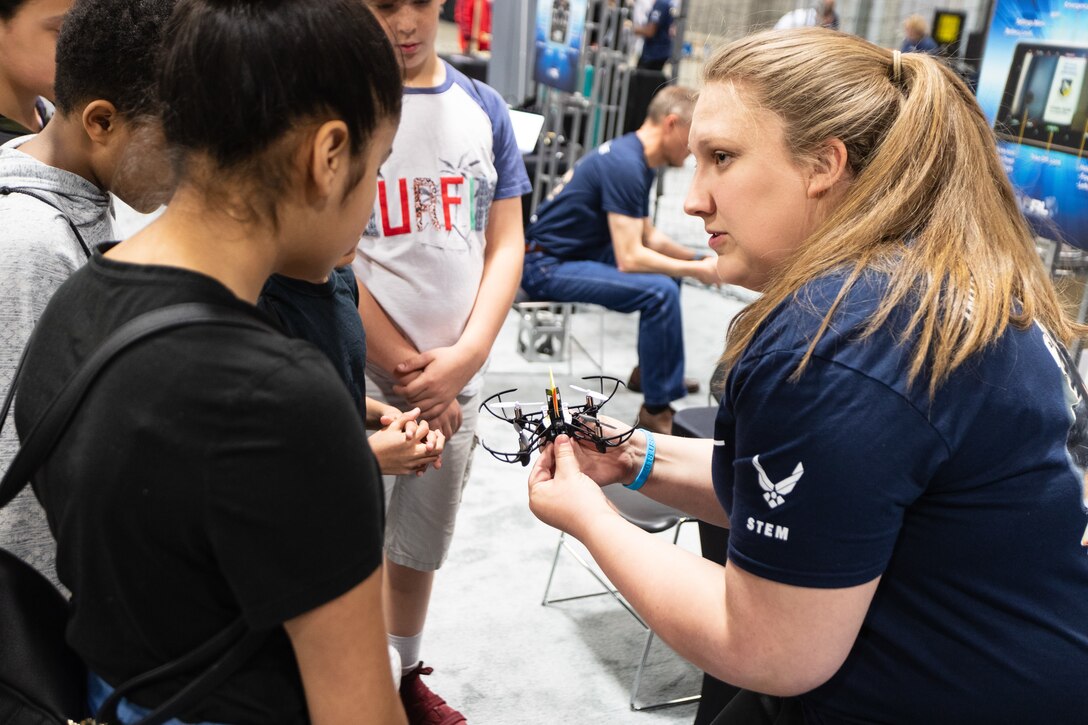 AFRL scientists and engineers inspire the future STEM workforce with experiments and hands on activities at the 5th annual USA Science and Engineering Festival Expo at the Walter E. Washington Convention Center in Washington, D.C. April 6-8, 2018. (U.S. Air Force photo/Brian Mitchell)