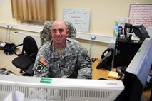 Soldier at computer