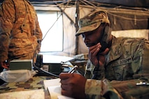Soldier on radio