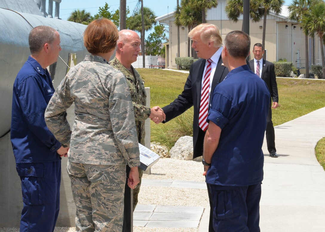 President Trump speaks to military officials in Key West, Fla.