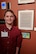 Mason Duggan, son of Lt. Col. Jerrod Duggan, 341st Maintenance Group deputy commander, poses next to his essay displayed at a museum March 2, 2018, in Great Falls, Mont.