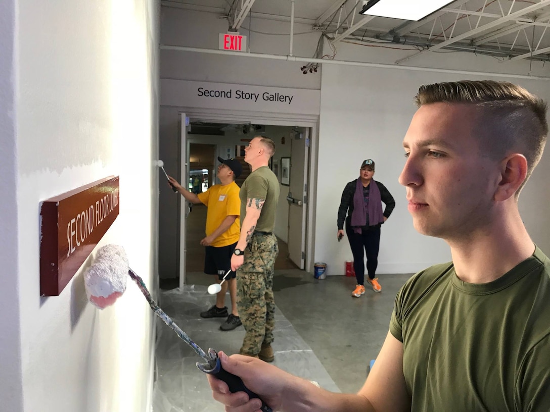 Marines with Headquarters and Service Battalion, U.S. Marine Corps Forces Command, volunteered to update a local community center today as part of Fleet Week New Orleans 2018. Marines and sailors aboard the USS Kearsarge (LHD-3) volunteered to freshen up the facility and show their dedication to helping improve the local community. (Official U.S. Marine Corps photo by Master Sgt. Ryan O'Hare/Released.)