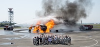 Entertainers pose for a photo with members of the the 374th Civil Engineer Squadron at Yokota Air Base, Japan; the first stop on the annual Vice Chairman's USO Tour, April 22, 2018. Comedian Jon Stewart, country music artist Craig Morgan, celebrity chef Robert Irvine, professional fighters Max "Blessed" Holloway and Paige VanZant, and NBA Legend Richard "Rip" Hamilton will join Gen. Selva on a tour across the world as they visit service members overseas to thank them for their service and sacrifice.