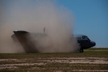 C-130J conducts a dirt landing