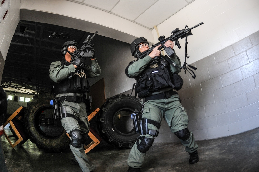 Civilian police search for role-playing aggressors.