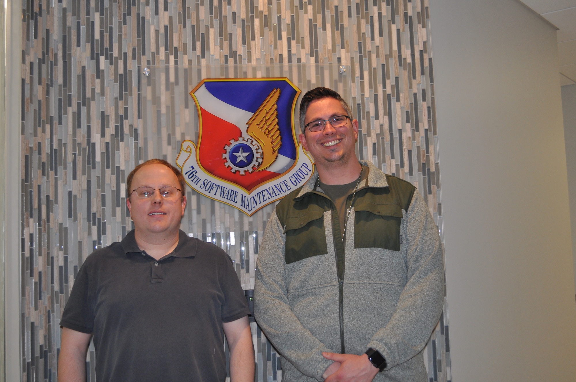 555th Software Maintenance Squadron Flight Chief Curtis Haley and 555th SMXS Electrical Engineer and Team Lead Rex Mason worked together to help the 555th SMXS’s SPEHS Test Team gain recognition as an Air Force Sustainment Center nominee for the “2018 General Larry O. Spencer Innovation Team Award.”