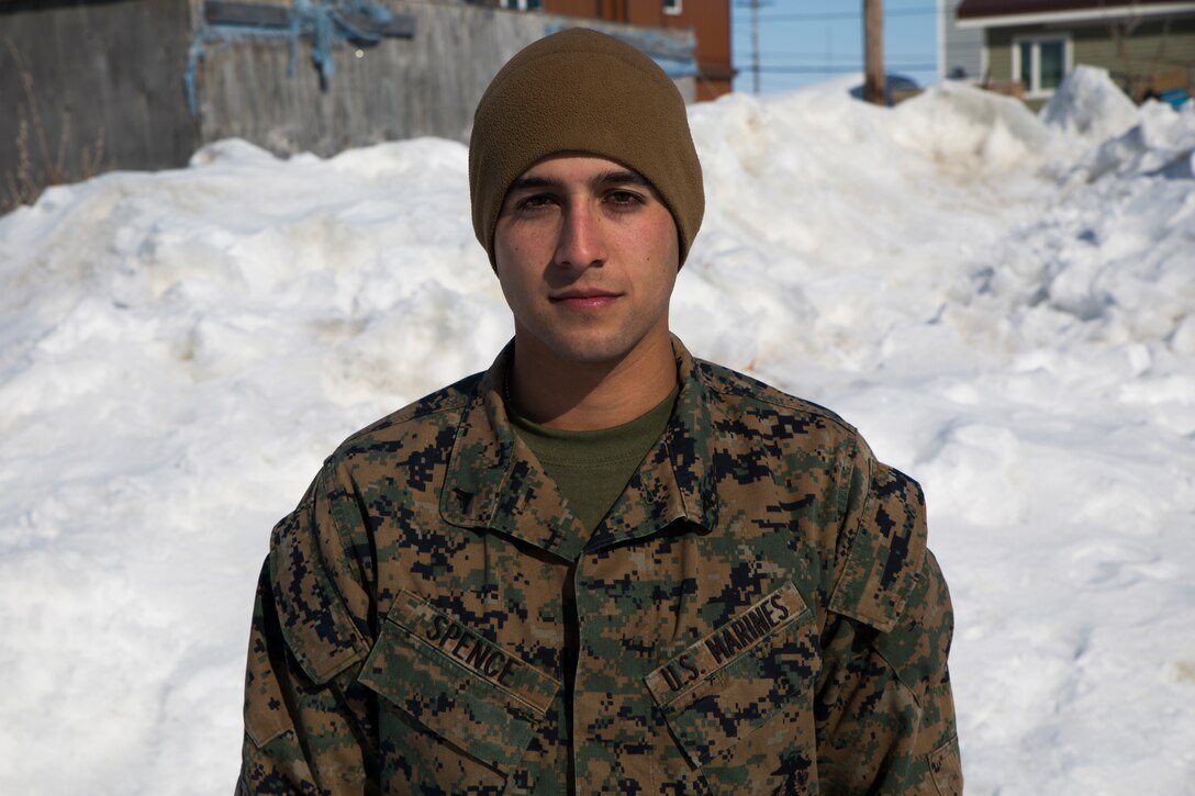 Lance Cpl. Vicente C. Spence, a motor transportation operator with 4th Medical Battalion, 4th Marine Logistics Group, is currently 26 miles above the Arctic Circle participating with his unit at Innovative Readiness Training Arctic Care 2018 in the Northwest Arctic Borough of the state of Alaska, April 13-27, 2018.