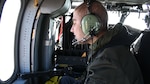 Seth Cummings flies above Topeka, Kansas, aboard a Black Hawk helicopter from the 1st Battalion 108th Aviation Regiment as part of a Make-A-Wish  foundation dream come true on March 30, 2018.