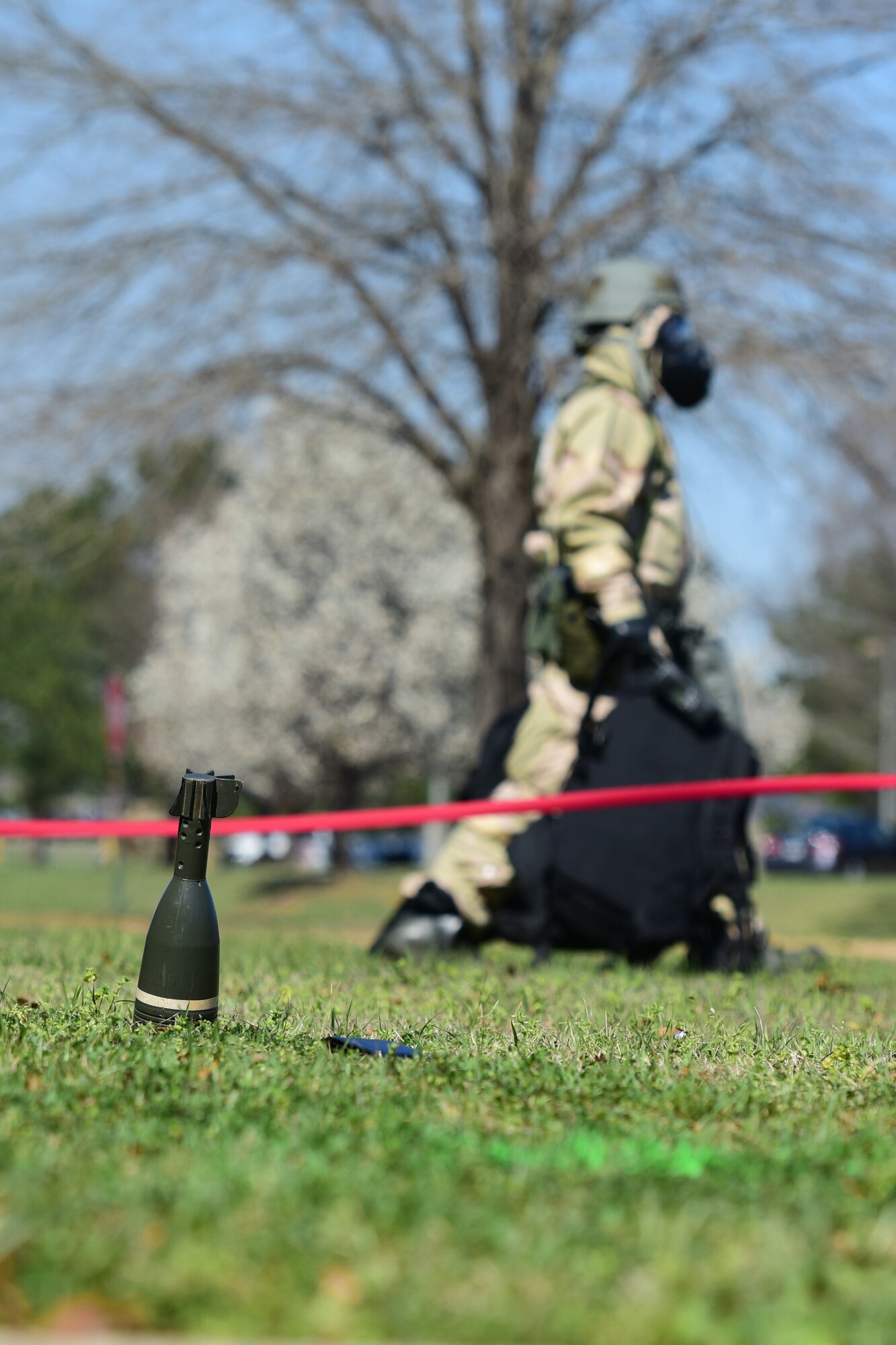U.S. Air Force Airmen, assigned to the South Carolina Air National Guard’s 169th Fighter Wing, participate in an exercise that measures the ability to survive and operate in chemical warfare equipment at McEntire Joint National Guard Base, S.C., March 3, 2018. Swamp Fox Airmen continue to hone routine skills to meet combatant command requirements. The muscle memory that is formed by using this equipment multiple times allows Airmen the ability to focus their attention on completing the mission under austere conditions.  (U.S. Air National Guard photo by Senior Airman Megan Floyd)