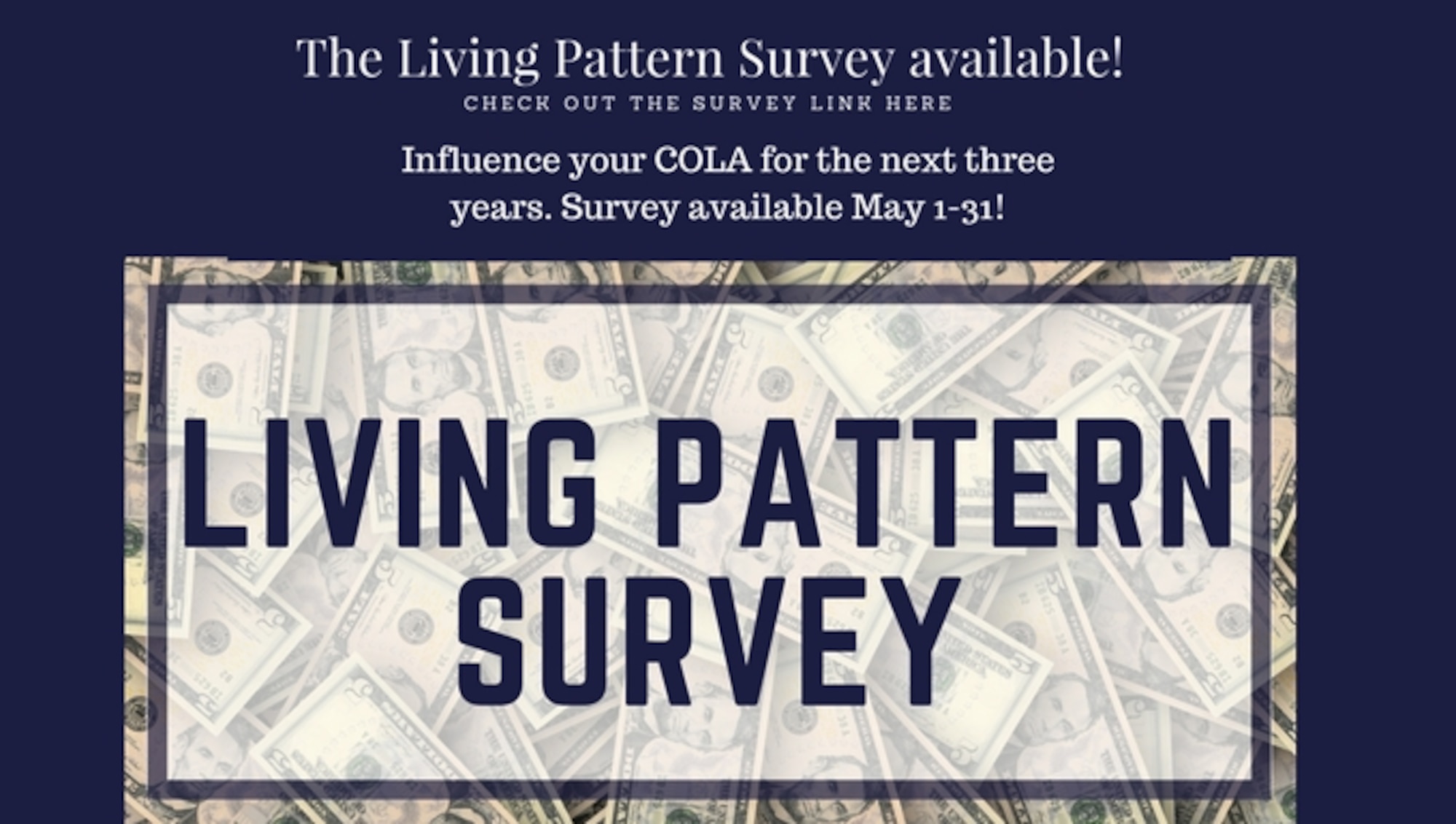 The Living Pattern Survey asks Service Members which local stores they shop in and how much (the percentage) they buy from the Commissary and Exchange. For example, the Living Pattern Survey may show that Service Members typically buy half their clothing in local stores (with foreign currency) and half at the exchange (with U.S. dollars). Using information from the Living Pattern Survey, price collectors in many overseas locations conduct a market basket survey (Retail Price Schedule) each year, pricing about 120 goods and services. (U.S. Air Force graphic by Senior Airman Sadie Colbert)