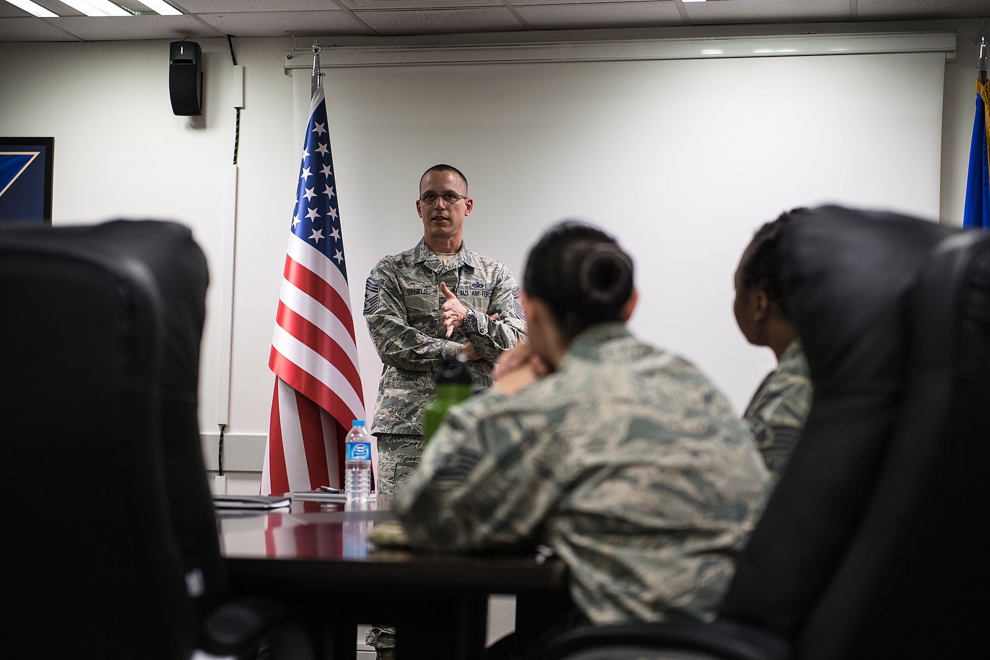 Command Chief speaks during an All Call