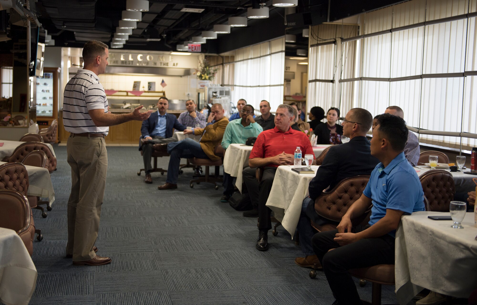 Commander speaks during commander's call