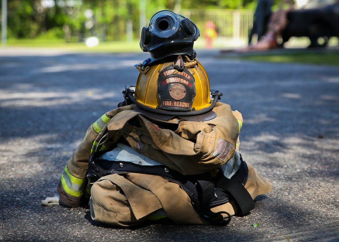 Marine Corps Air Station Beaufort Station Fire Department, Burton Fire Department, and Beaufort Fire Department conducted a live fire training exercise at the Pinewood Fire Station April 24. The fire departments conducted the exercise to familiarize each other with their protocols. The three fire districts have signed automatic aid contracts agreeing to assist in structure fires regardless of which district it�s in.