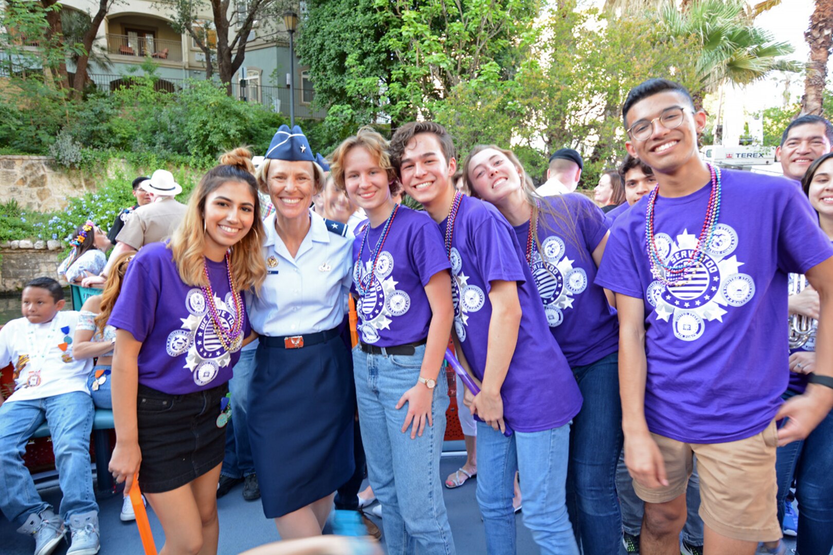 Military representatives, including Brig. Gen. Heather Pringle, 502nd Air Base Wing and Joint Base San Antonio commander, from throughout San Antonio took part in the Texas Cavalier River Parade. The parade is one of the key events during Fiesta San Antonio and dates back to 1941. It runs along the River Walk in downtown San Antonio.