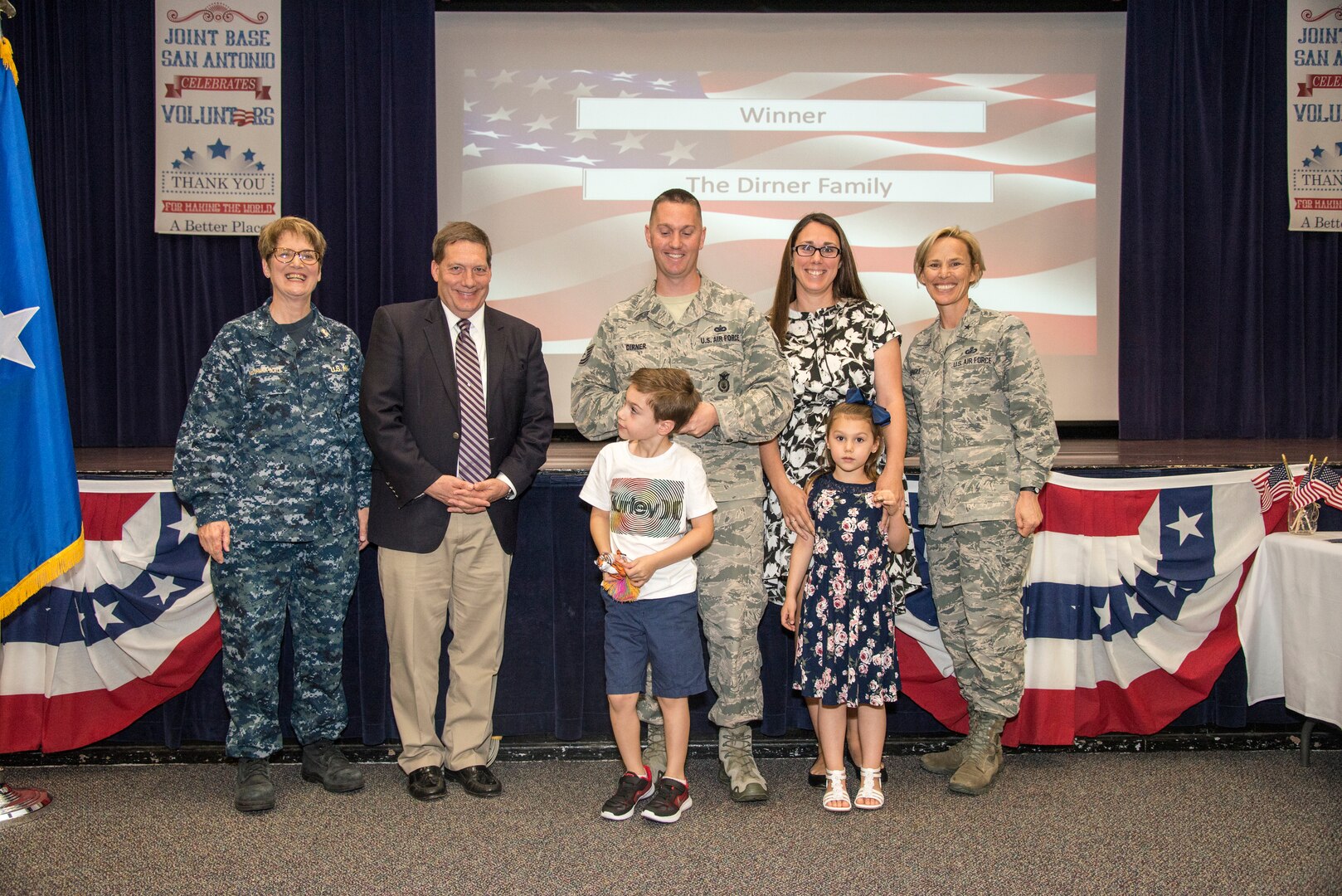 Celebrating the dedicated service of individuals and groups who have devoted their time helping members of the military community and remembering a beloved volunteer, Joint Base San Antonio held its annual Volunteer of the Year Awards Ceremony at the JBSA-Fort Sam Houston Military & Family Readiness Center April 18.