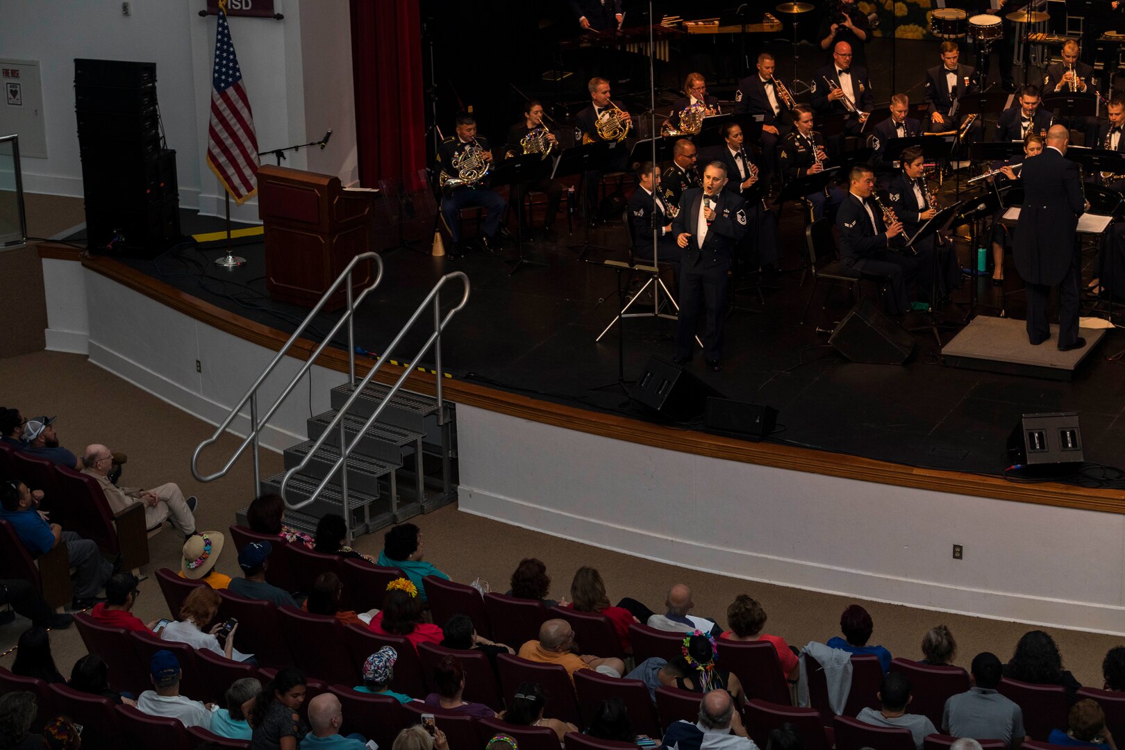 The Band of the West performs as part of Fiesta in Blue in San Antonio, Texas April 24, 2018. The act was dedicated to the 300th Anniversary of San Antonio and honors the city's military heritage. Since 1891, Fiesta has grown into an annual celebration that includes civic and military observances, exhibits, sports, music and food representing the spirit, diversity and vitality of San Antonio. (U.S. Air Force photo by Ismael Ortega / Released)