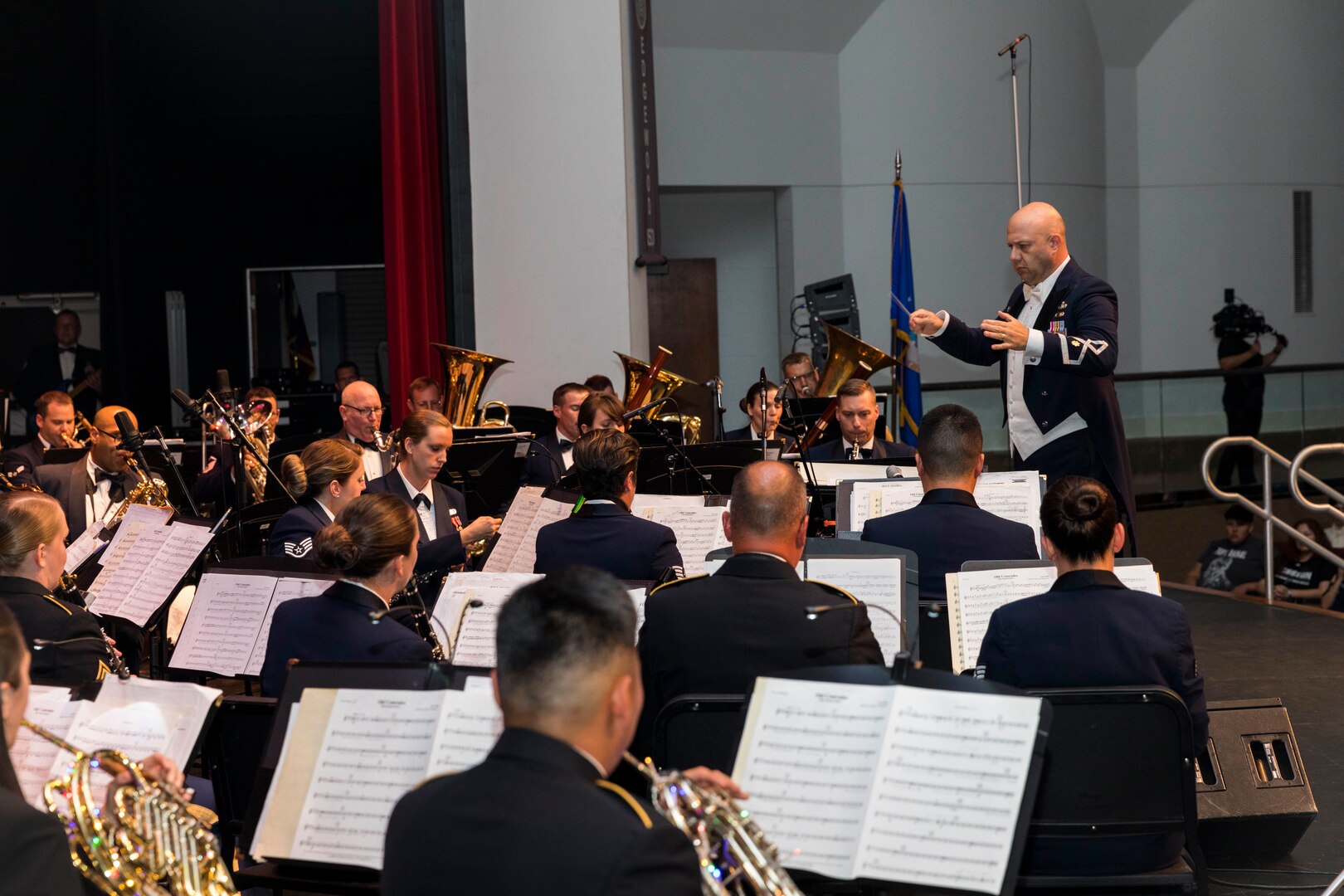 The Band of the West performs as part of Fiesta in Blue in San Antonio, Texas April 24, 2018. The act was dedicated to the 300th Anniversary of San Antonio and honors the city's military heritage. Since 1891, Fiesta has grown into an annual celebration that includes civic and military observances, exhibits, sports, music and food representing the spirit, diversity and vitality of San Antonio. (U.S. Air Force photo by Ismael Ortega / Released)