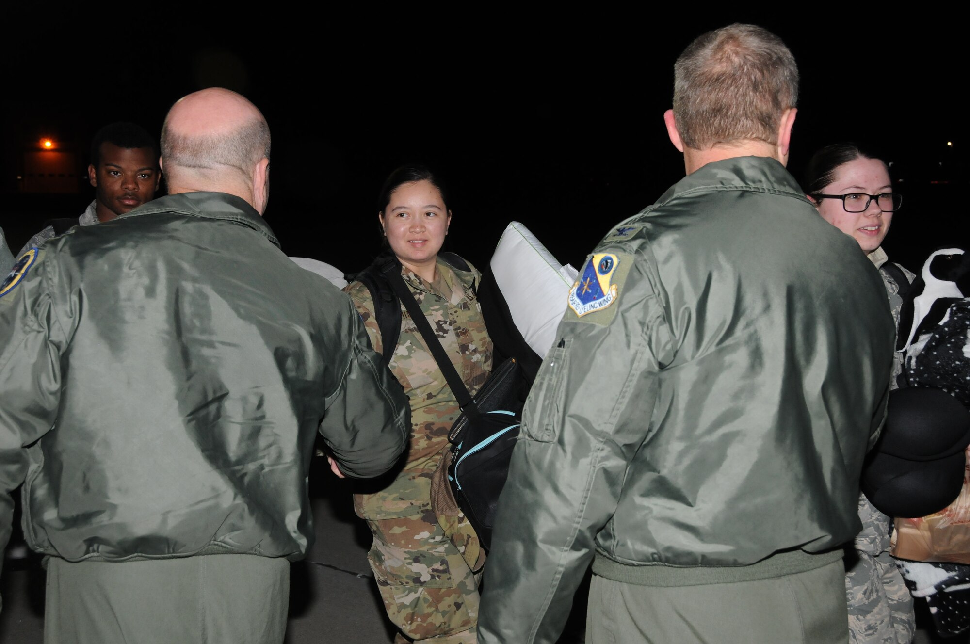 Members of the Iowa air National Guard’s 185th Air Refueling Wing were welcomed home by family and friends on April 25, 2018 at the Sioux City Air National Guard Base. Most of the returning members are assigned to the 133rd Test Squadron which is based in Fort Dodge, Iowa. While deployed, the 133rd Test Squadron were assigned to command and control duties in Central Command. (U.S. Air National Guard Photo by Capt. Jeremy J. McClure/Released)