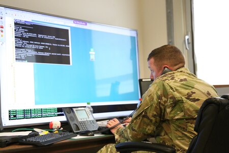 Soldier at computer