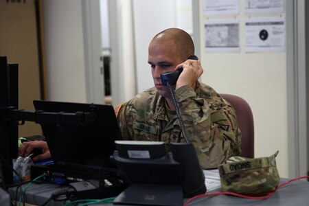 Soldier on the phone