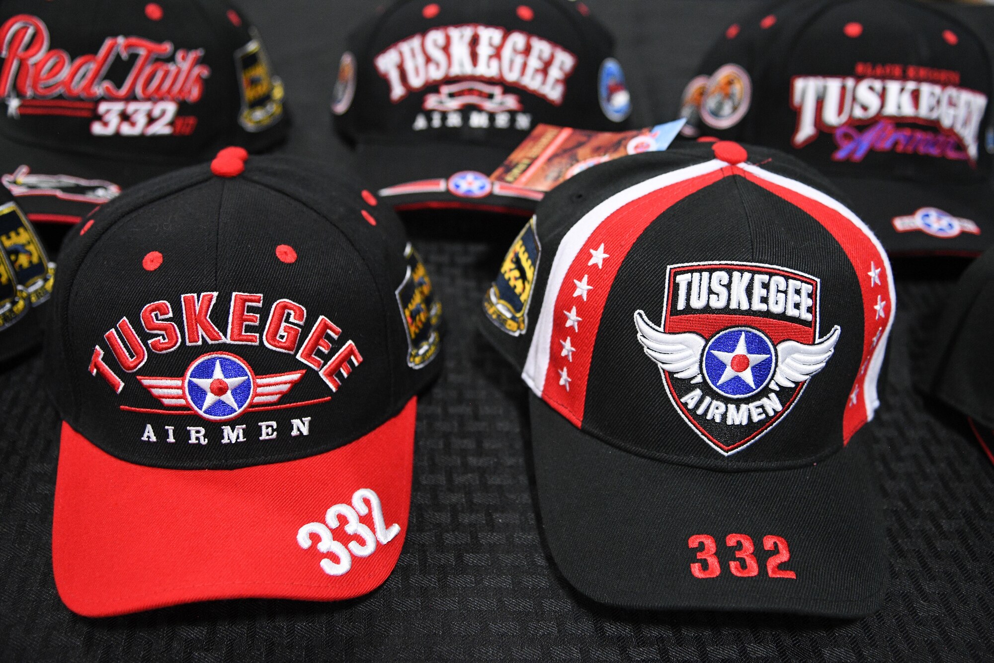 A display of Tuskegee Airmen memorabilia sit atop a table, Hill Air Force Base, Utah, April 20, 2018. Members of the Tuskegee Airmen Heritage Foundation of Greater Sacramento use money from the sale of these items to fund scholarships. (U.S. Air Force photo by R. Nial Bradshaw)