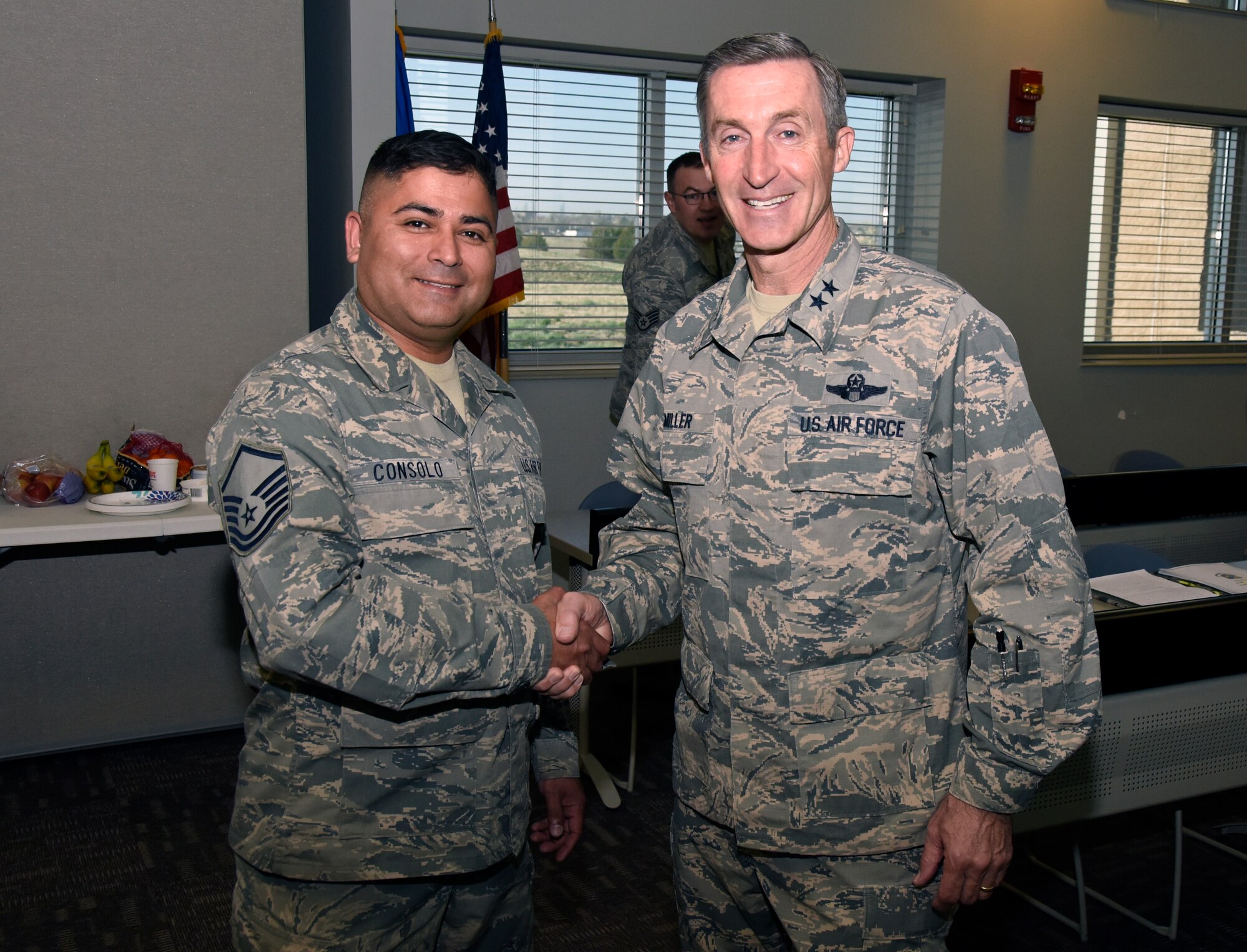 Maj. Gen. Ronald B. "Bruce" Miller, 10th Air Force commander, toured the 310th Space Wing on Wednesday and Thursday, Apr. 25th - 26th, 2018, learning about each squadron's mission while encouraging Airmen to incorporate the total force thought process as they come up with new and innovative ideas within their operational scope.