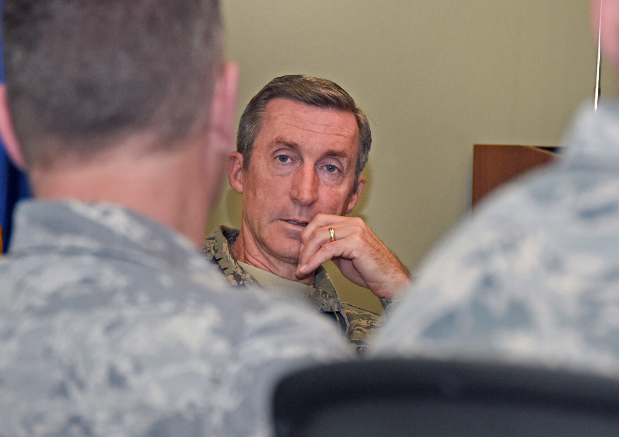 Maj. Gen. Ronald B. "Bruce" Miller, 10th Air Force commander, toured the 310th Space Wing on Wednesday and Thursday, Apr. 25th - 26th, 2018, learning about each squadron's mission while encouraging Airmen to incorporate the total force thought process as they come up with new and innovative ideas within their operational scope.