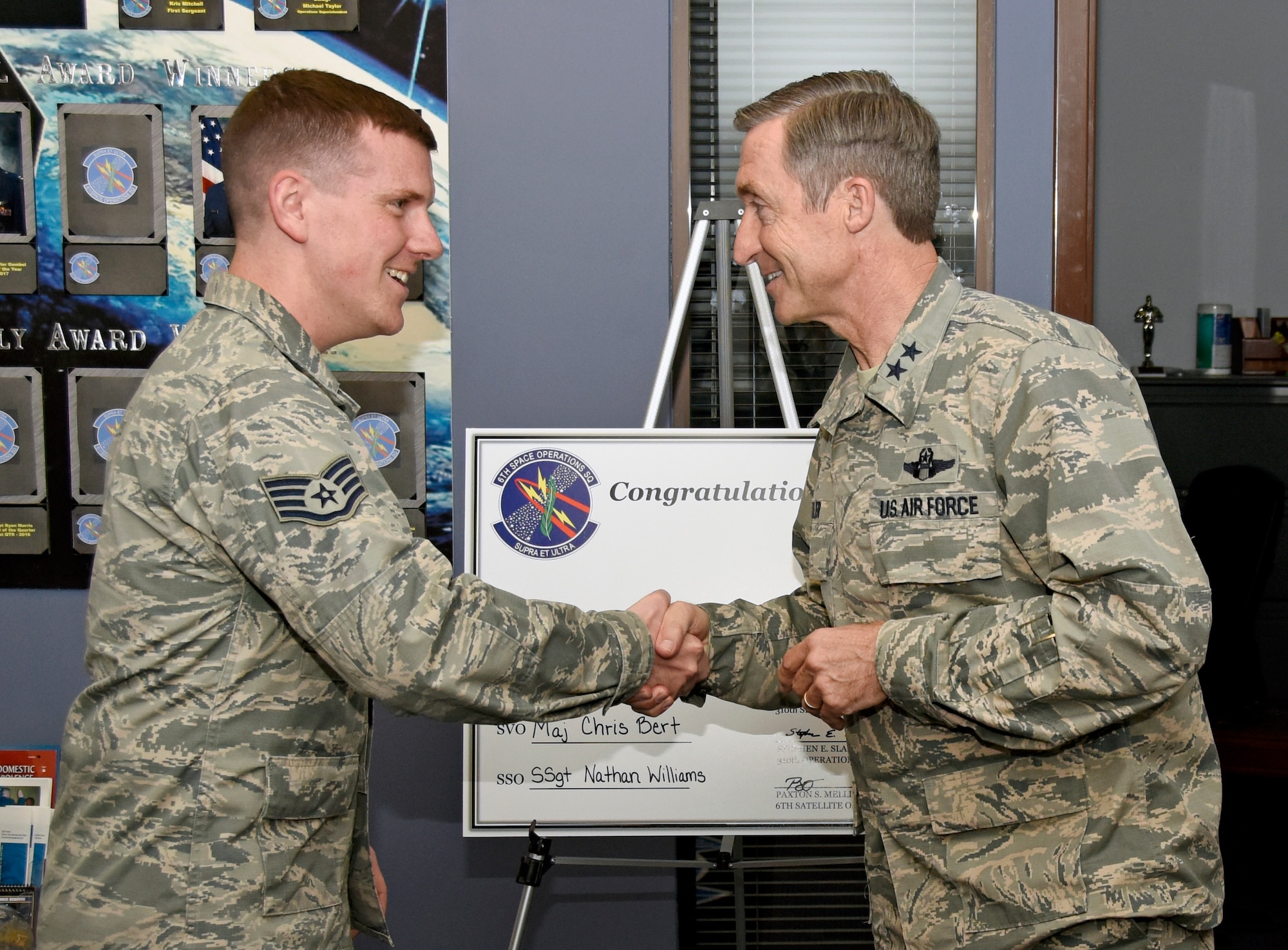 Maj. Gen. Ronald B. "Bruce" Miller, 10th Air Force commander, toured the 310th Space Wing on Wednesday and Thursday, Apr. 25th - 26th, 2018, learning about each squadron's mission while encouraging Airmen to incorporate the total force thought process as they come up with new and innovative ideas within their operational scope.