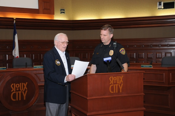 Chief Rex Mueller was awarded the Patriotic Award from ESGR for his support of his officers who are in the Iowa Air National Guard.