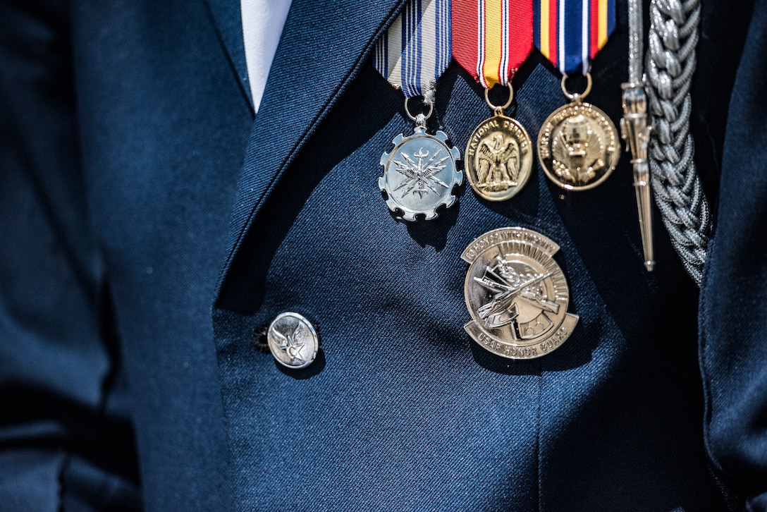 Members of the United States Air Force Honor Guard Drill Team perform during the 2018 Air and Space Expo at Joint Base Charleston, S.C. April 28, 2018.