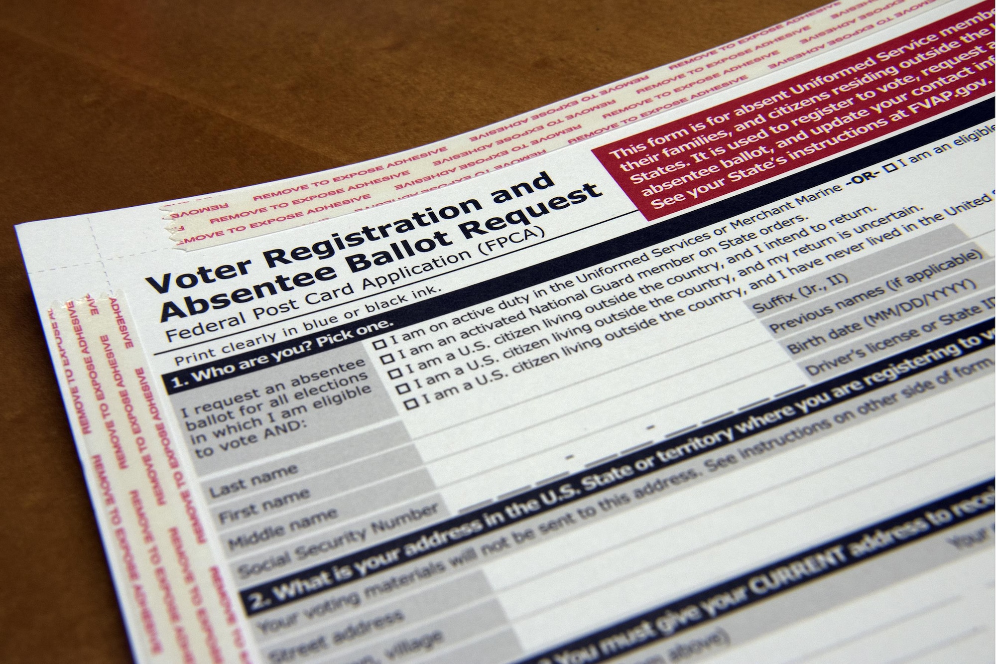 The Federal Voting Assistance Program provides military members a chance to cast an absentee ballot. FVAP works to ensure service members, eligible family members and overseas citizens are aware of their right to vote and have the tools and resources to successfully do so from anywhere in the world. (U.S. Air Force photo by Airman 1st Class Zoe Thacker)