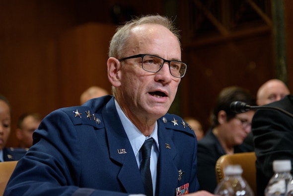 U.S. Air Force Surgeon General Lt. Gen. Mark Ediger testifies before a hearing of the Senate Appropriations Subcommittee on Defense, April 26, 2018. (Photo courtesy of U.S. Senate Photographic Studio)