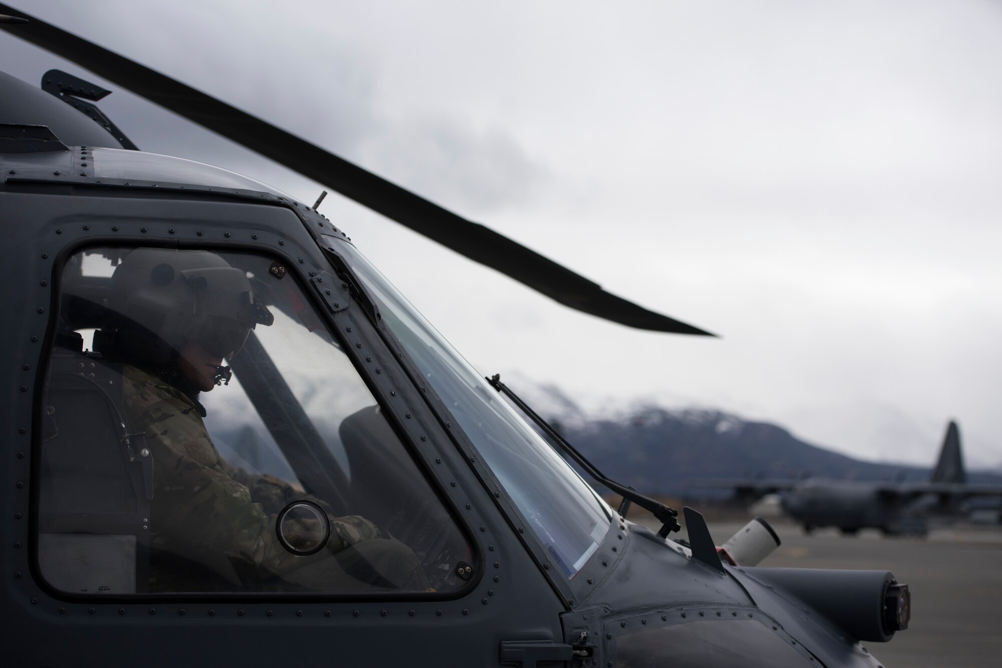 Two HH-60s took to the skies above JBER for the week-long training. The pilots and crew maneuvered though various scenarios before firing at stationary targets.