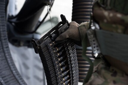 Two HH-60s took to the skies above JBER for the week-long training. The pilots and crew maneuvered though various scenarios before firing at stationary targets.