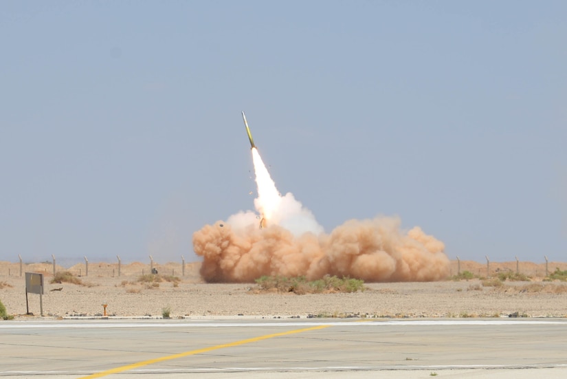 During the Lion Flight live-fire bi-Lateral training exercise on July 23, 2018, soldiers with the U.S. Army’s Alpha Battery, 1st Battalion, 14th Field Artillery Regiment and the Jordanian Army’s 29th Royal HIMARS Battalion launch a Guided Multiple Launch Rocket from a Jordanian M142 High Mobility Artillery Rocket System (HIMARS).