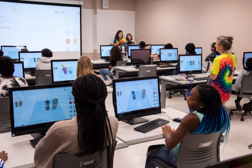 Attendees from the seventh annual Girls Day Out learn about 3D modeling and printing July 27, 2018, at the College of Charleston as part of Girls Day Out camp.