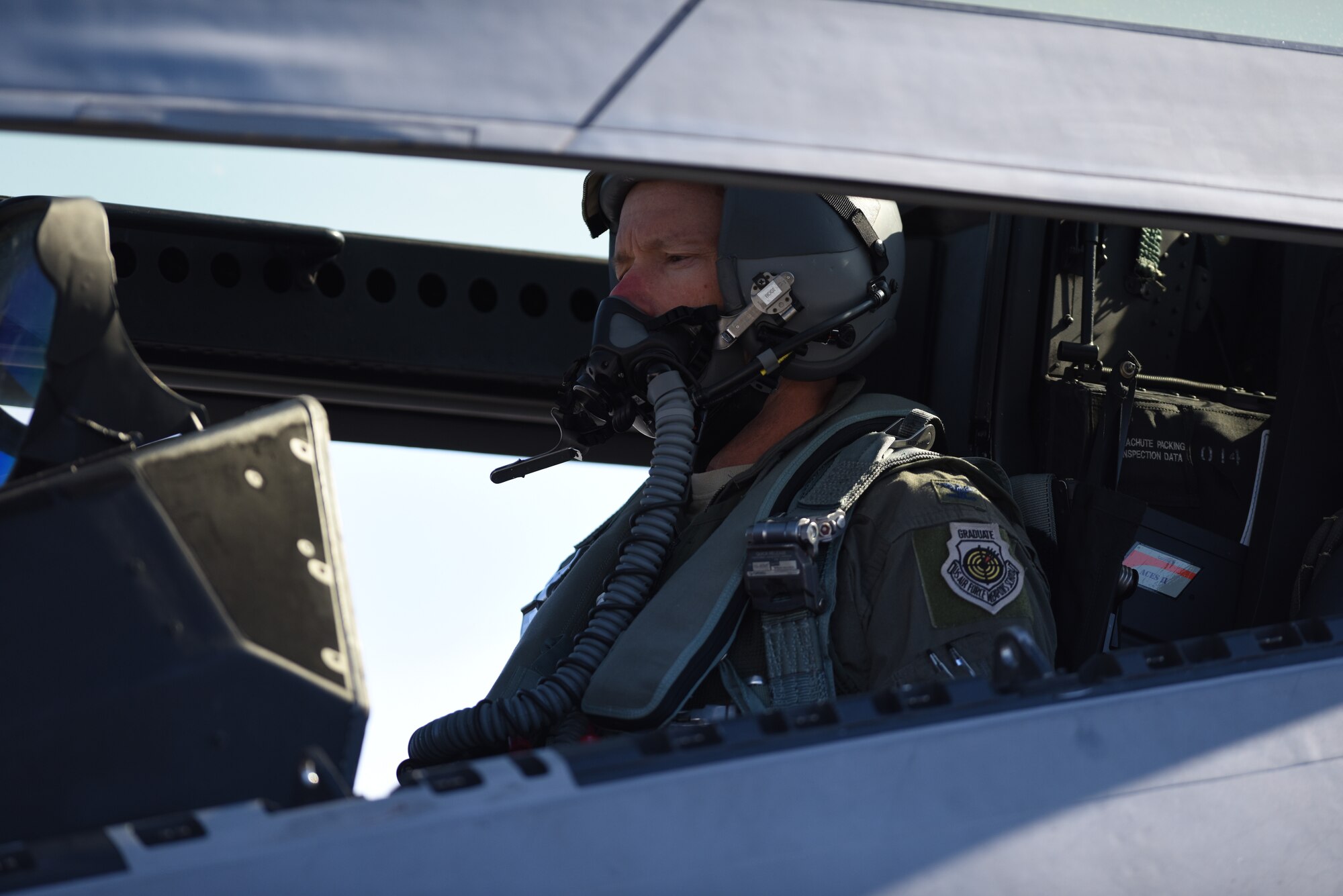 U.S. Air Force Col. Christopher Niemi, 3rd Wing commander, prepares for his fini flight in an F-22 Raptor, July 19, 2018 at Joint Base Elmendorf-Richardson, Alaska.