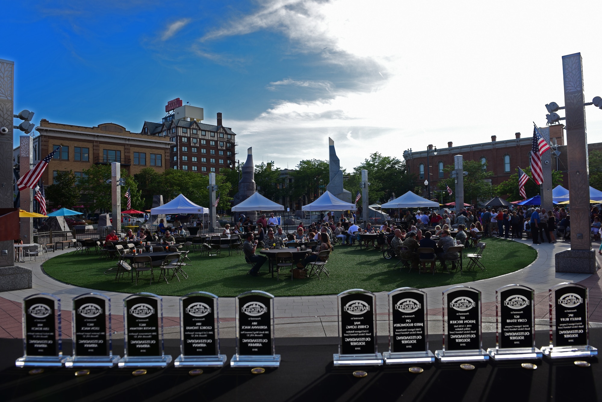 Rapid City residents, military and civilian, gathered at Main Street Square for the Military Affairs Committee 32nd Annual Pig Roast in Rapid City, S.D., July 31, 2018.